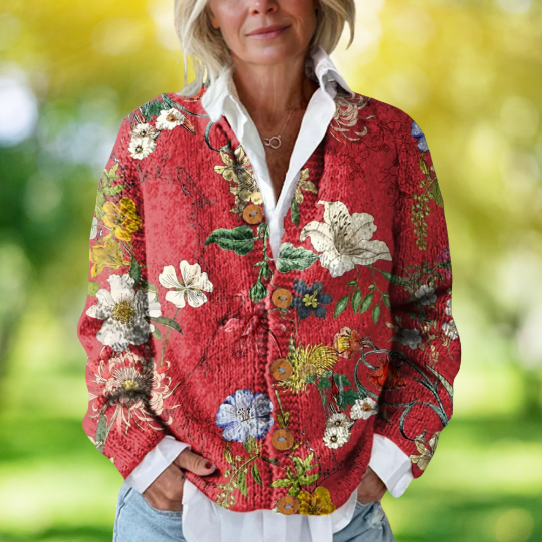 Sarah - Vintage Lente Vest met Bloemenprint