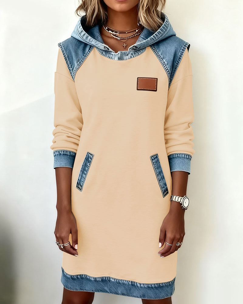 Hoodiejurk met contrasterende details