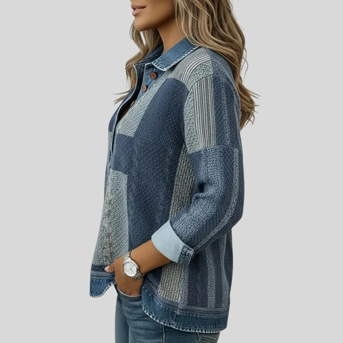 Nina - Colorblock Trui met Print