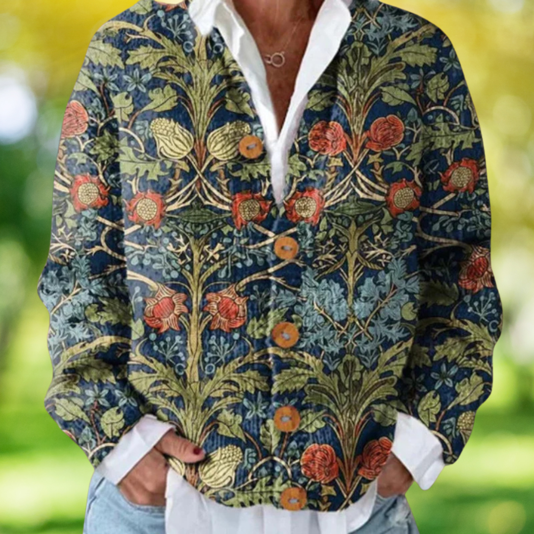 Sarah - Vintage Lente Vest met Bloemenprint