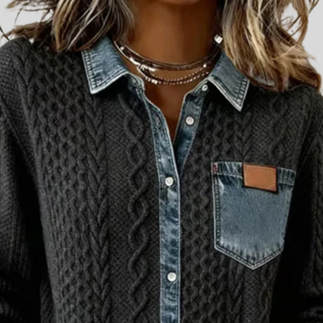 Sanne - Patchwork Denim Blouse