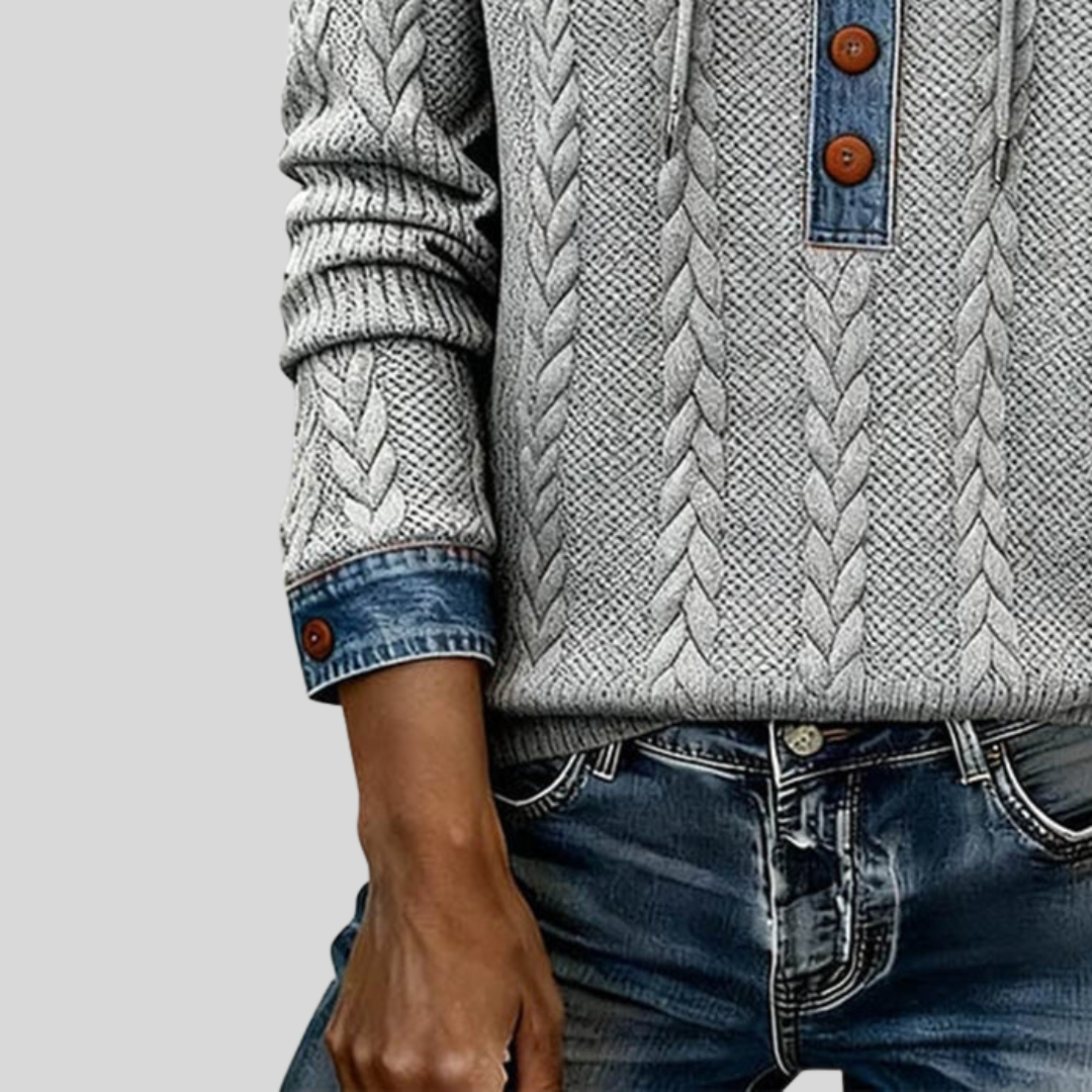 Bo - Gebreide Hoodie met Knopenrij