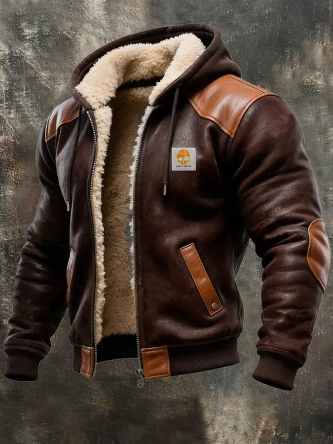 Adam - WINTERJACKET MET GESELECTEERDE LEDEREN DETAILS