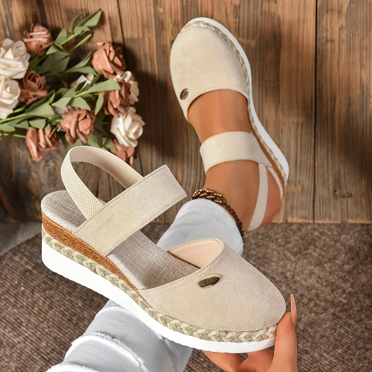 LILALH - BREATHABLE ELASTIC CLOSURE THICK SOLE SANDALS