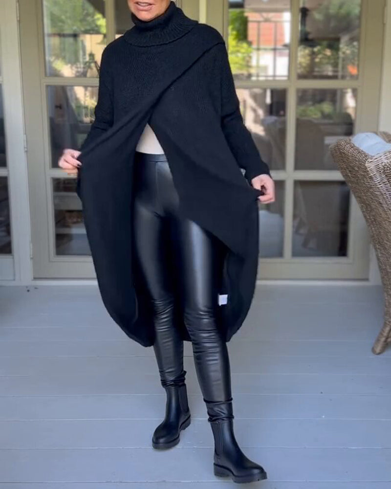 Trui met hoge hals en lange mouwen