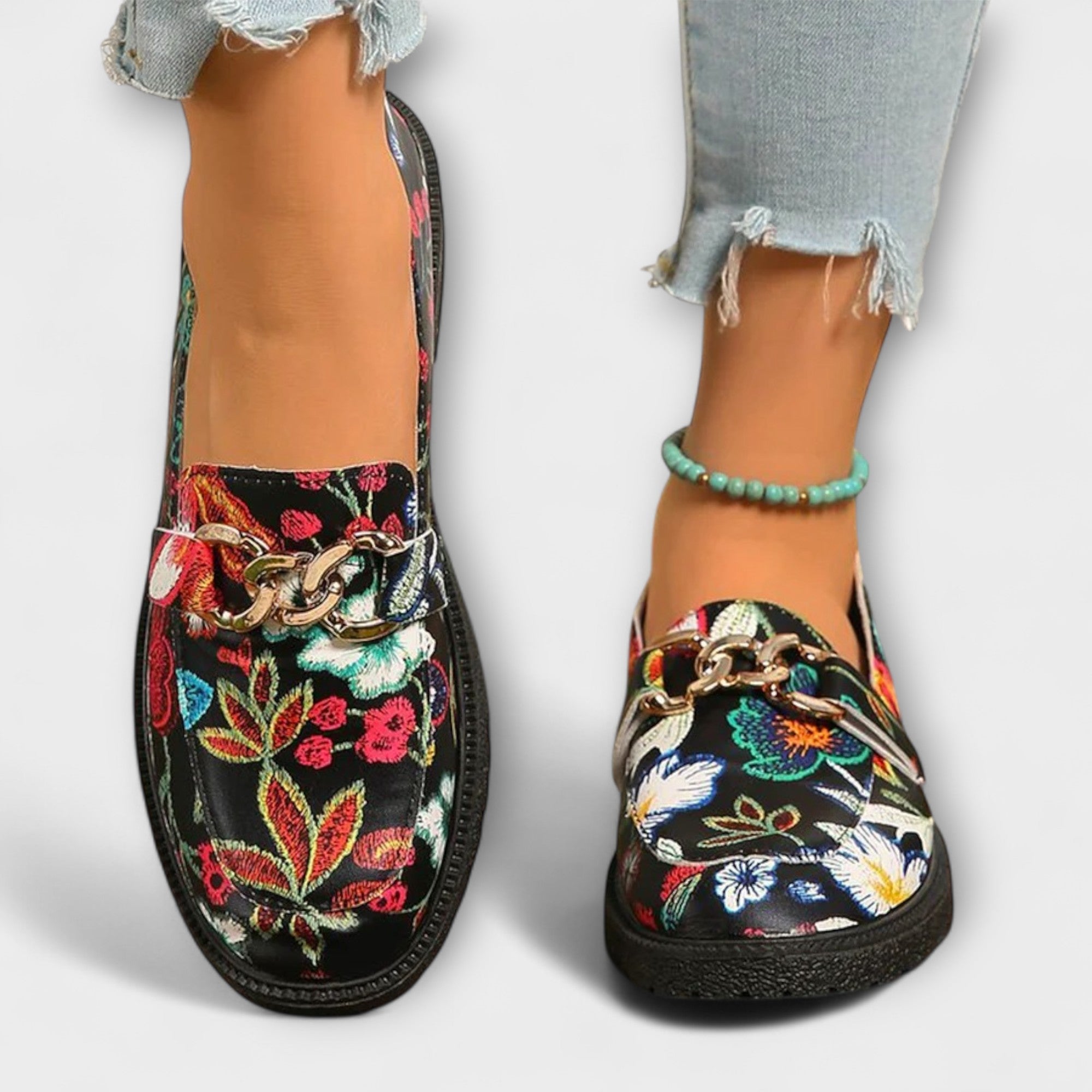 Orla - Mocassins Multicolores à Motif Floral