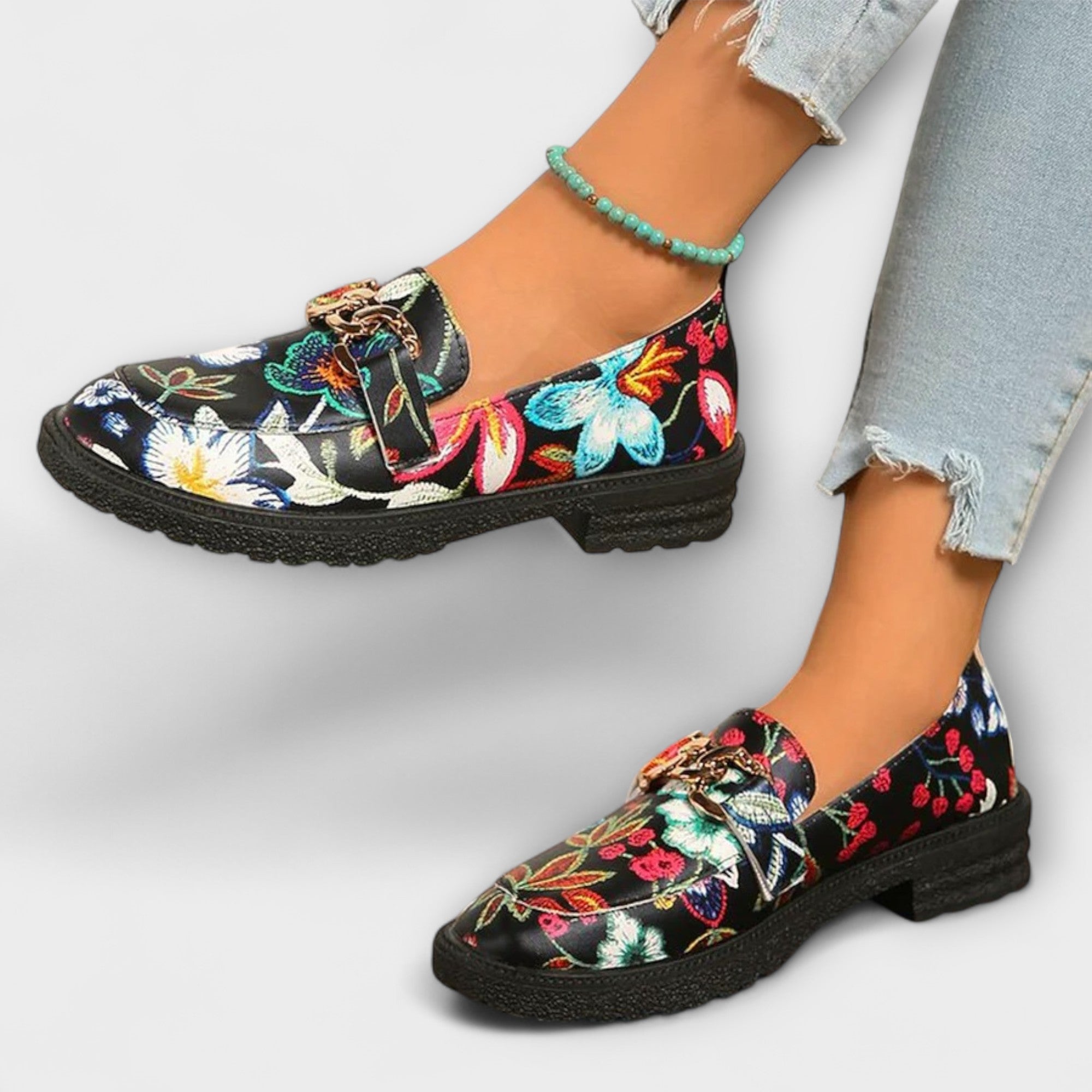 Orla - Mocassins Multicolores à Motif Floral