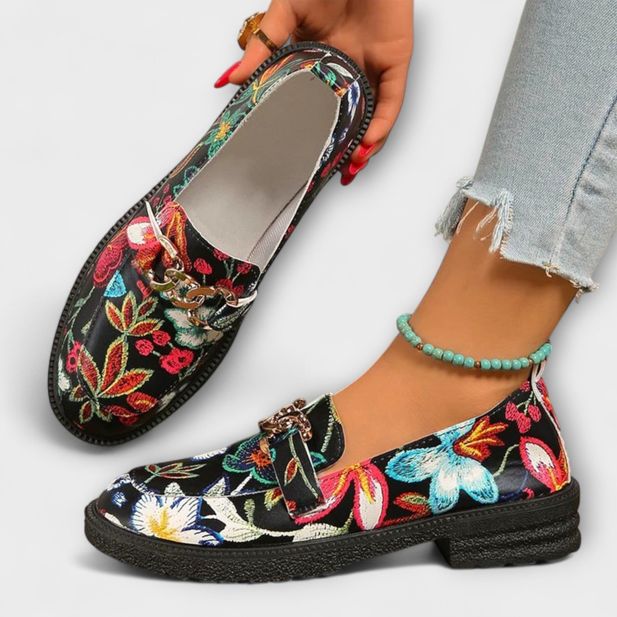 Orla - Mocassins Multicolores à Motif Floral