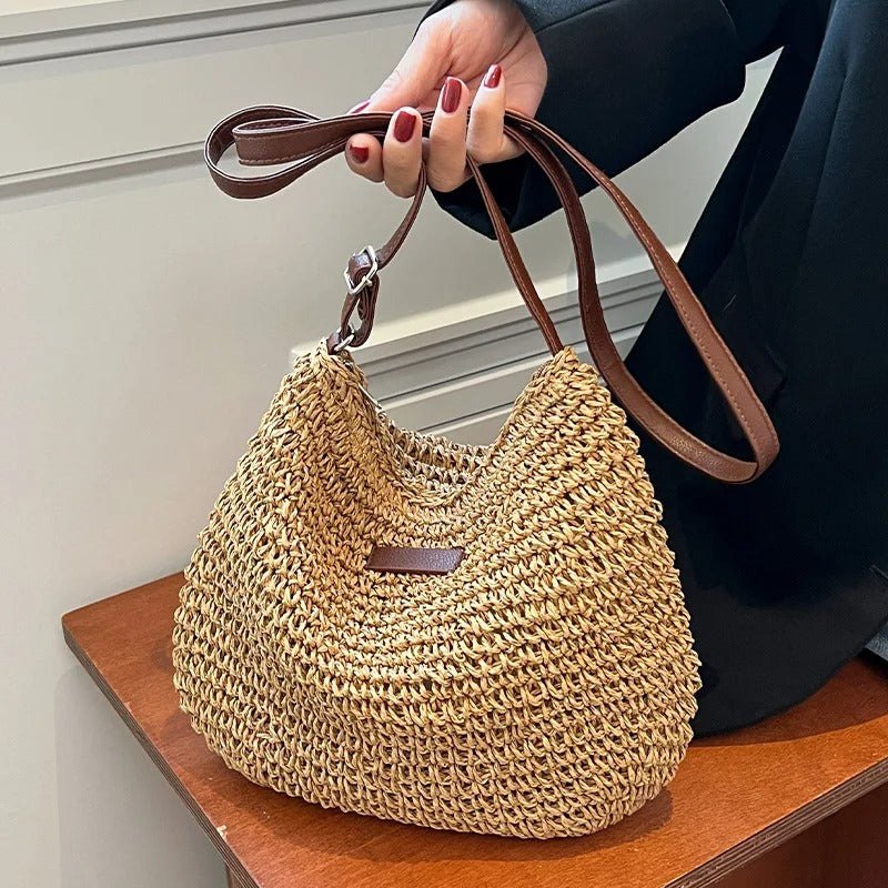 STRAW KNITTED HANDBAG