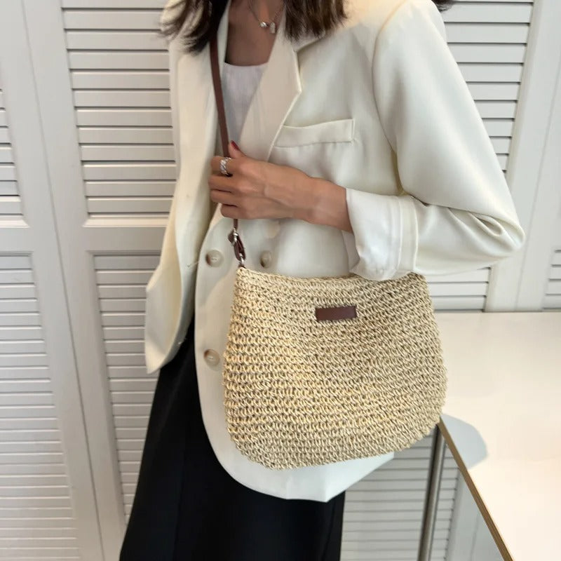 STRAW KNITTED HANDBAG