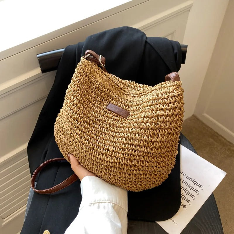 STRAW KNITTED HANDBAG