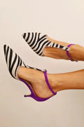 Zebra Print Pumps met Paarse Hak