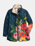 Gewatteerde Jas met Vintage Bloemenprint
