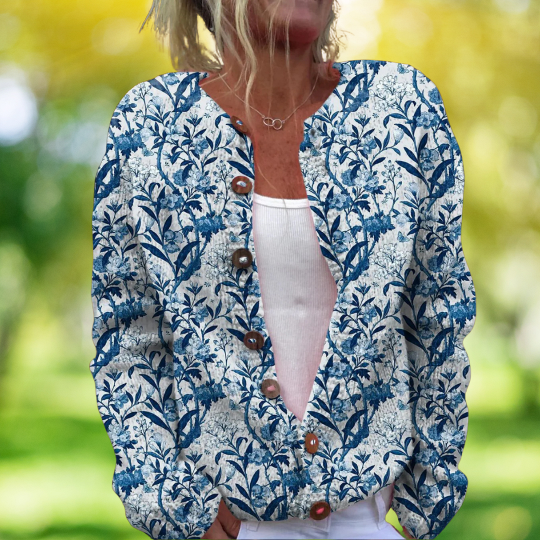 Vintage Lente Vest met Bloemenprint