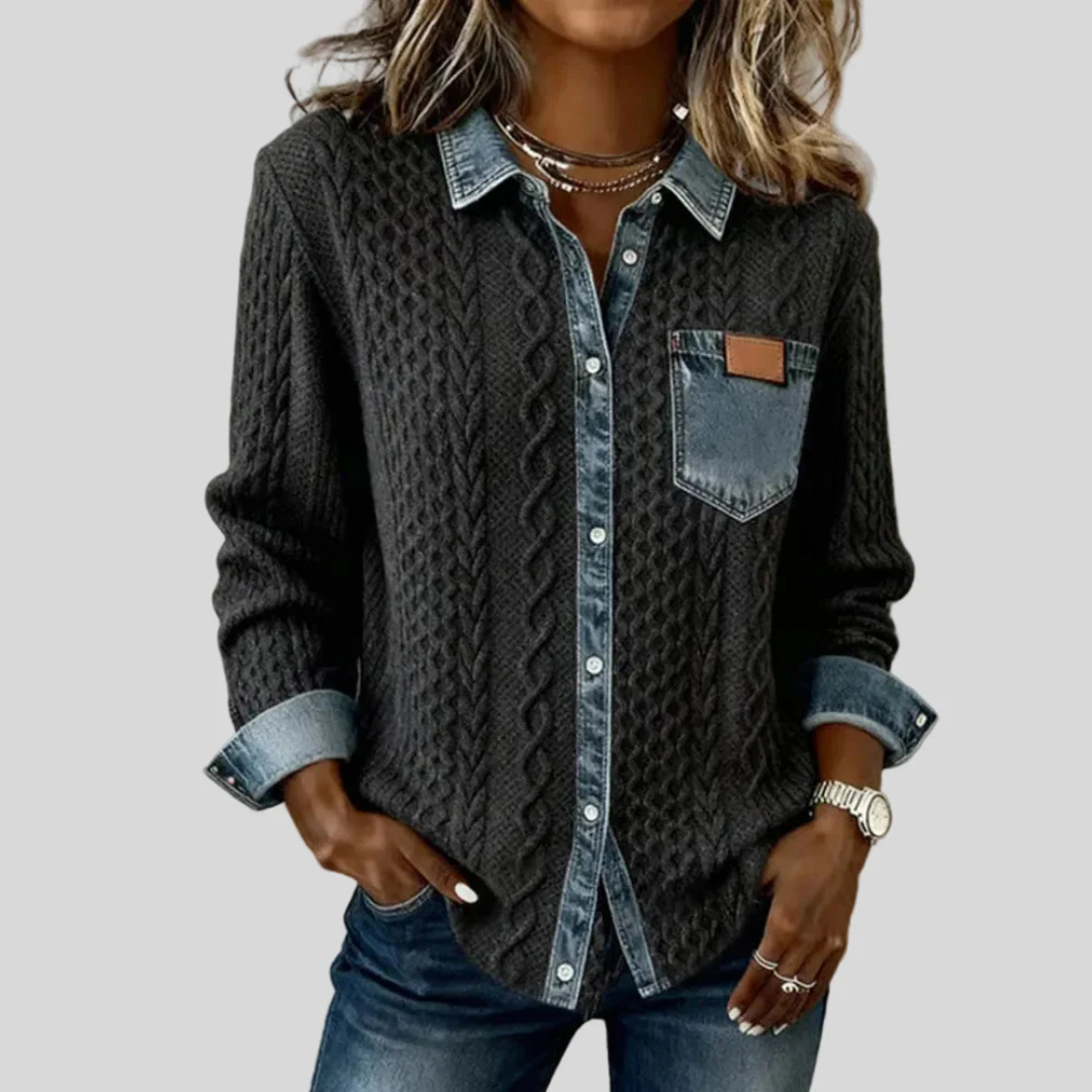 Sanne - Patchwork Denim Blouse