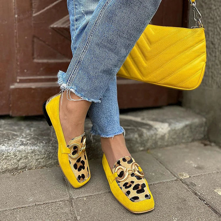 Gele Loafer met Dierenprint Detail