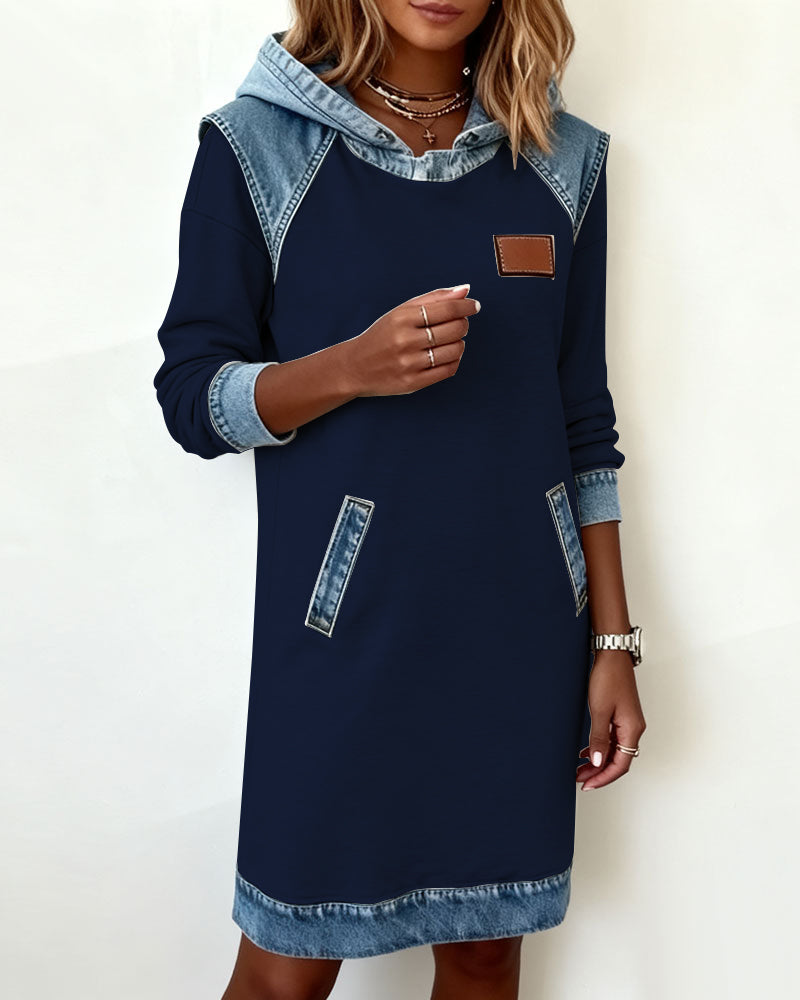Hoodiejurk met contrasterende details