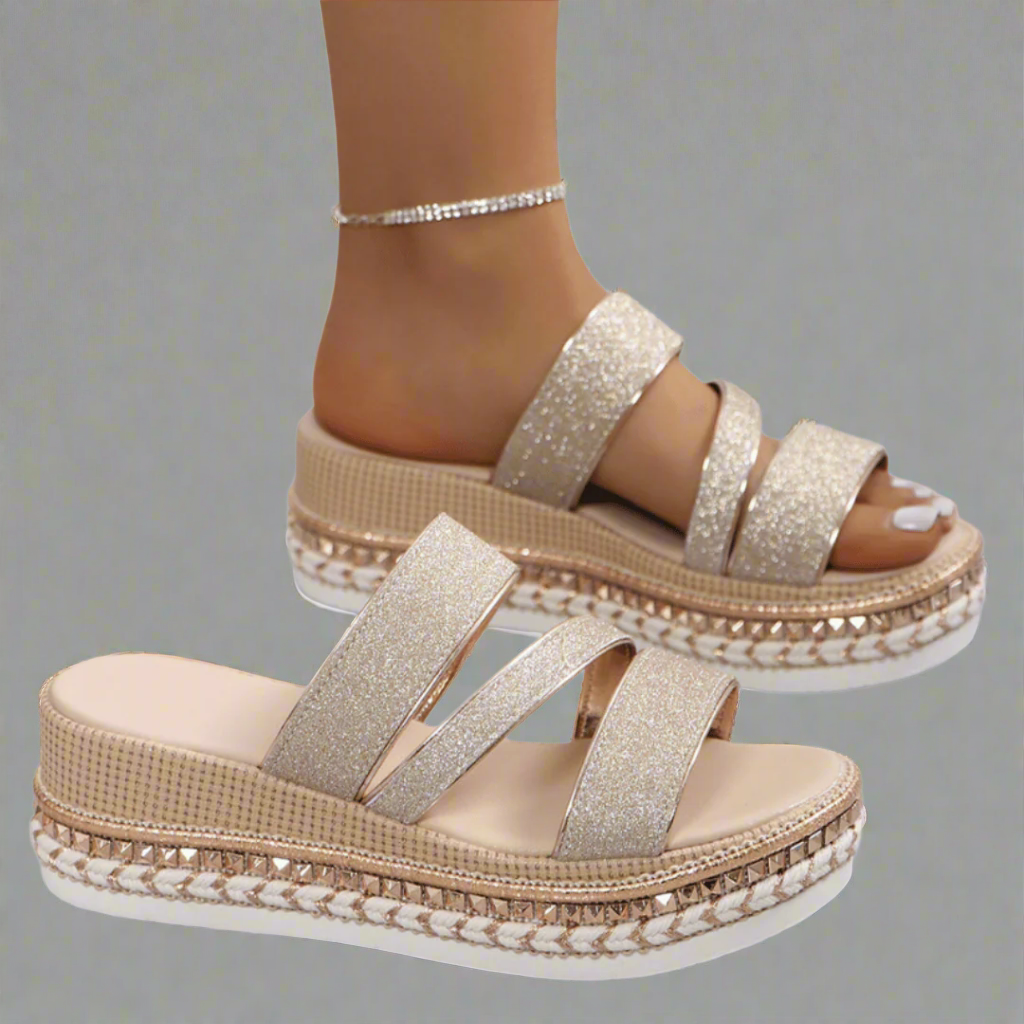 VANESSA | Glitter Wedge Sandalen met Glamour Ontwerp voor de Zomer