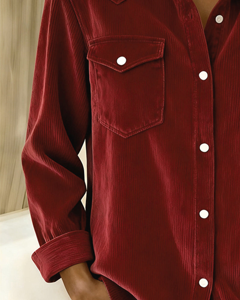 Modieuze Blouse met Revers en Knopen