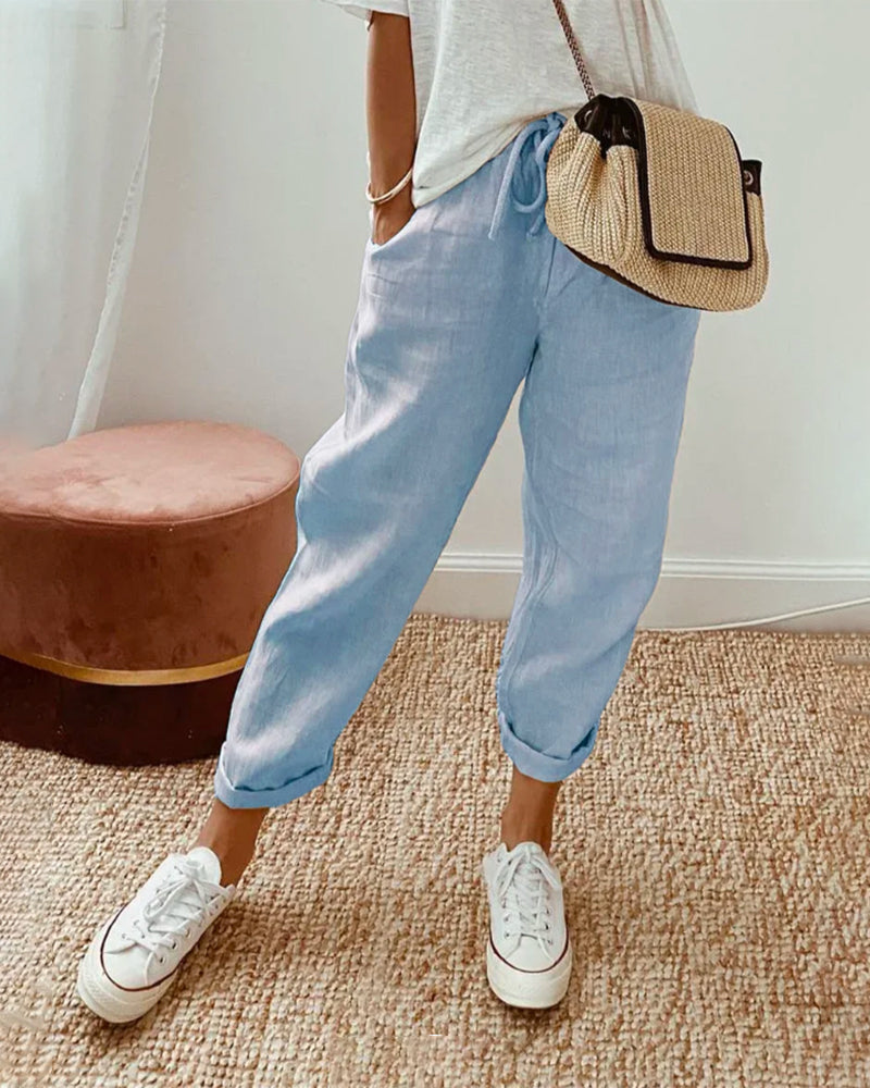 Sofie – Ademende Linnen Pantalon, Casual en Stijlvol