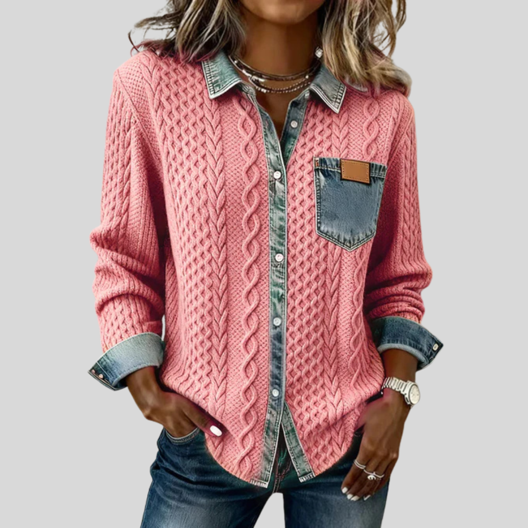 Sanne - Patchwork Denim Blouse