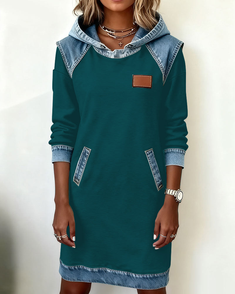 Hoodiejurk met contrasterende details