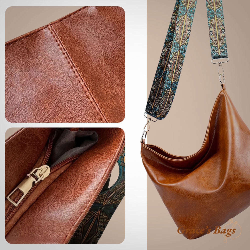 Elena's vintage charme | Elegante vintage leren schoudertas