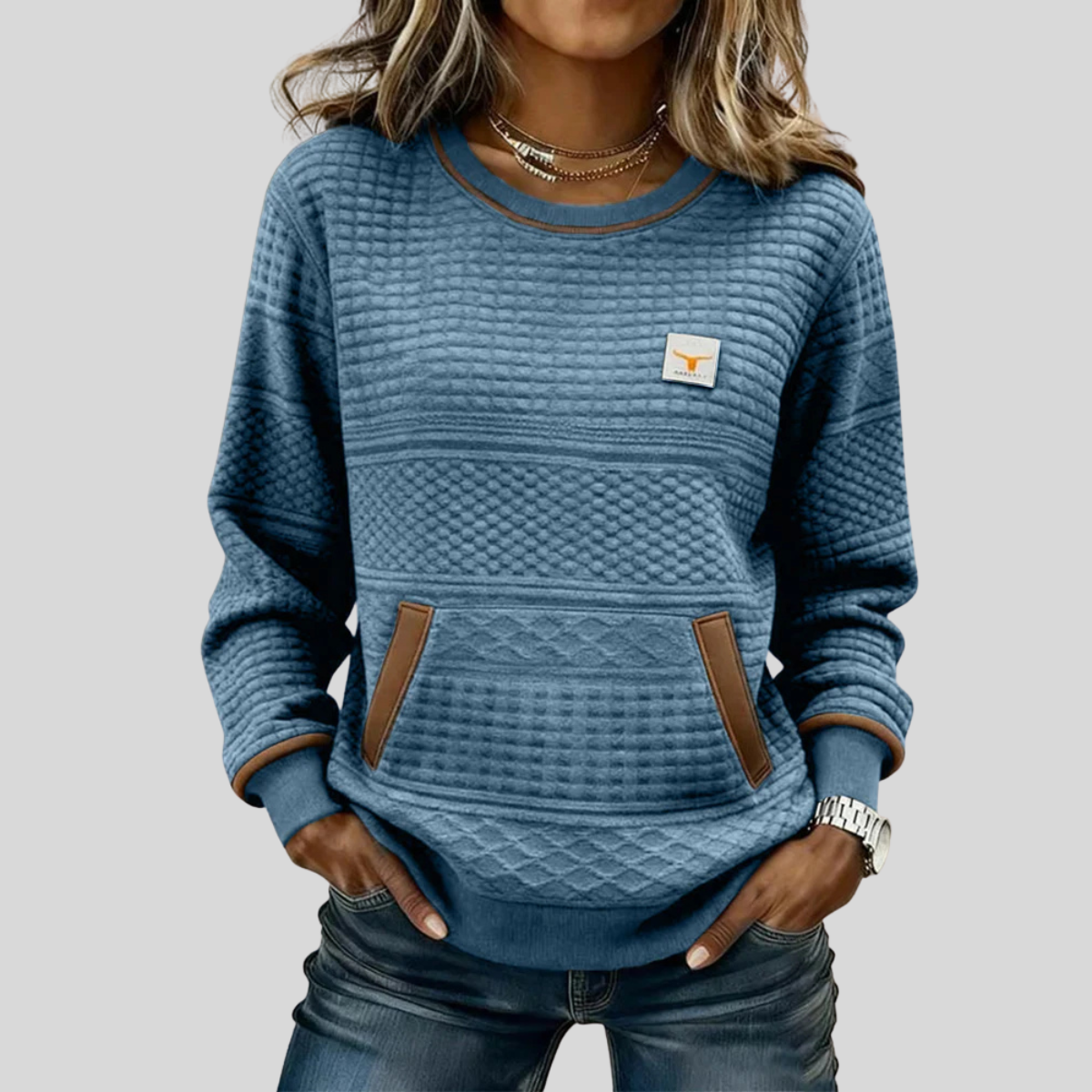 Lynn - Colorblock Hoodie met Ronde Hals