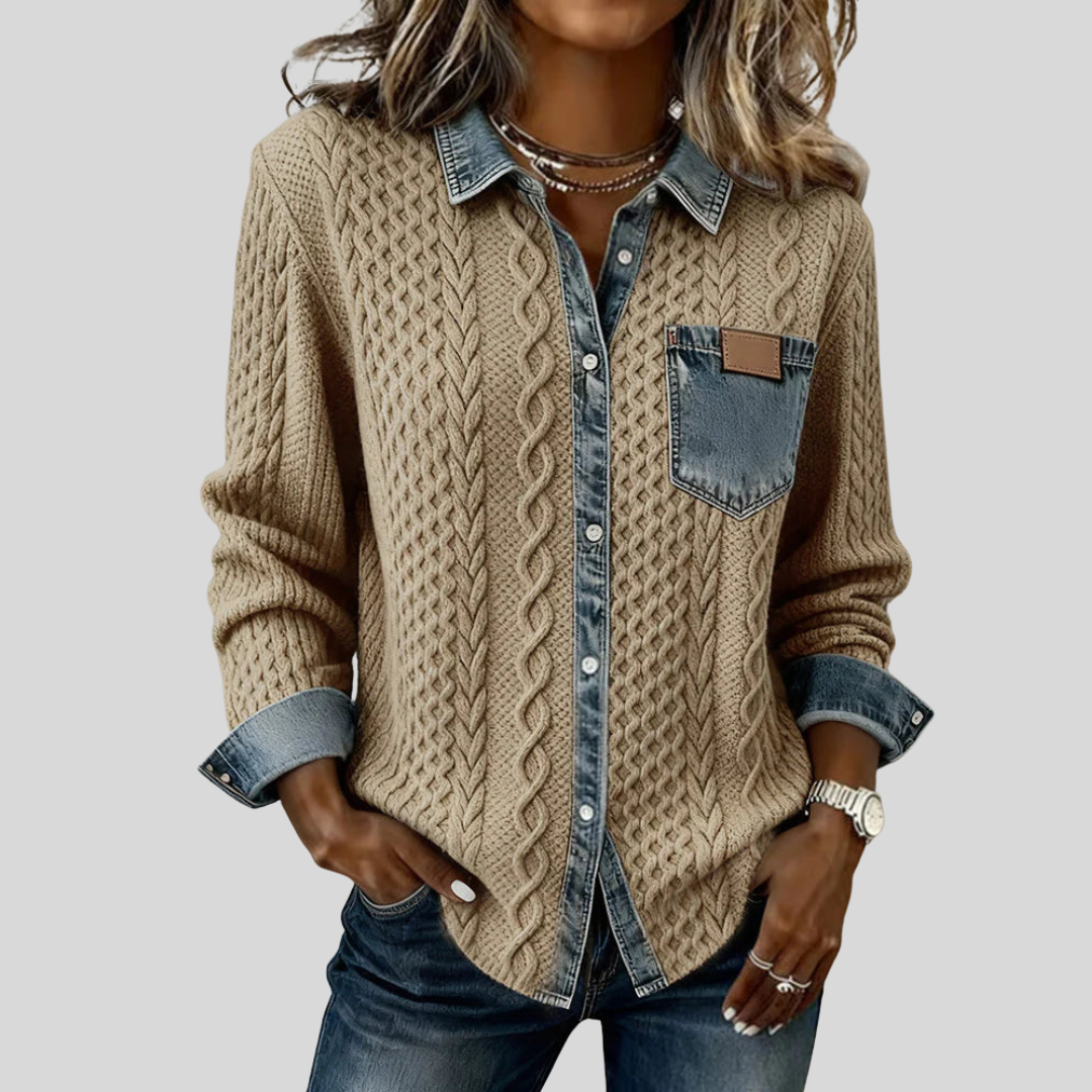 Sanne - Patchwork Denim Blouse
