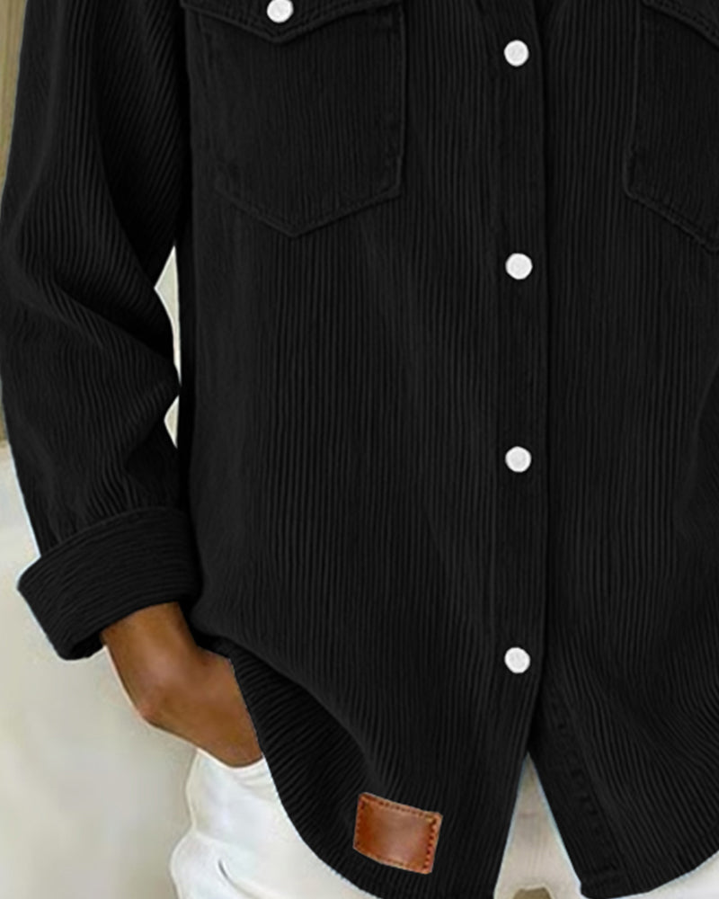 Modieuze Blouse met Revers en Knopen