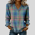 Isa - Geruite Patchwork Top met V-hals