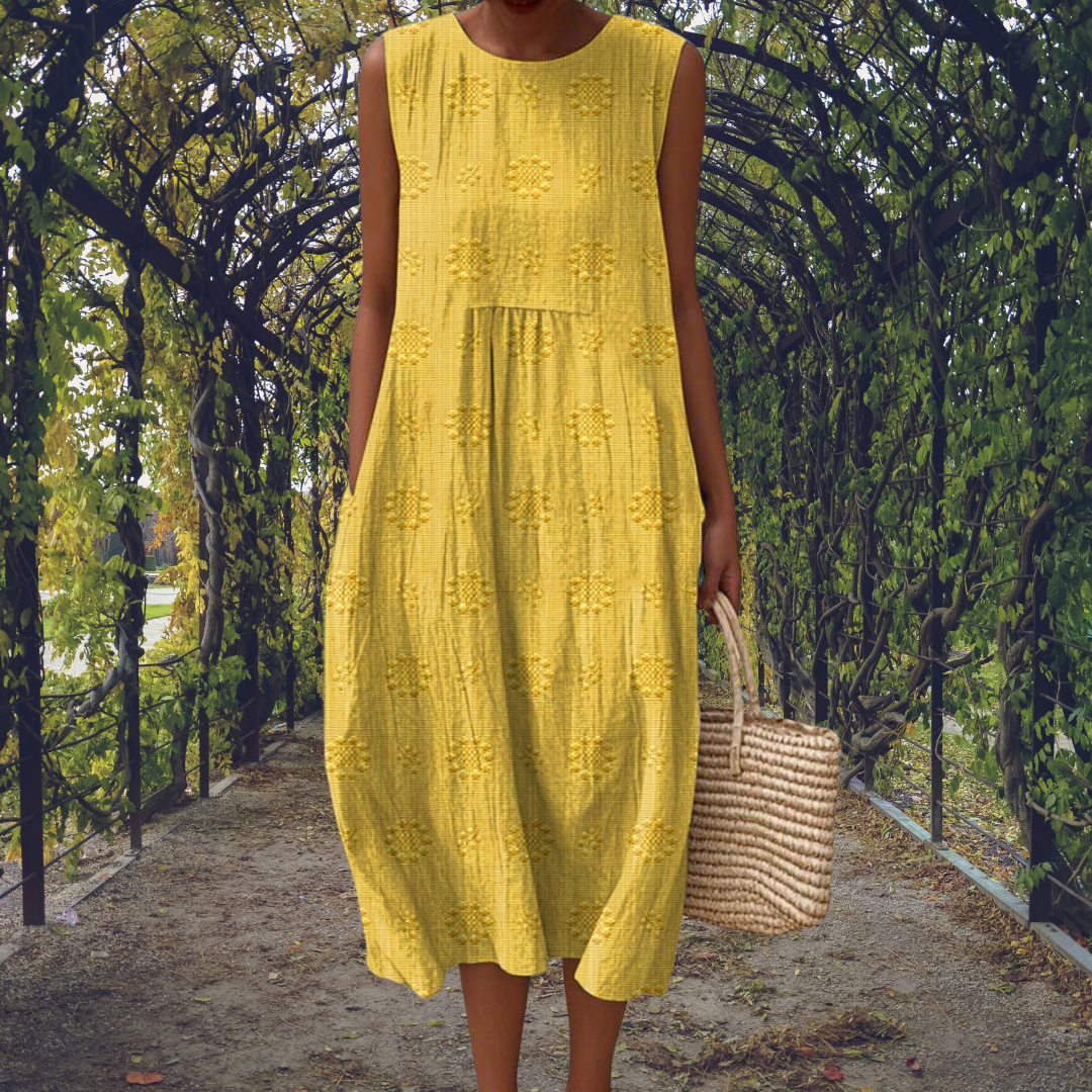 Laura – Elegant Mouwloze Jurk met Zakken