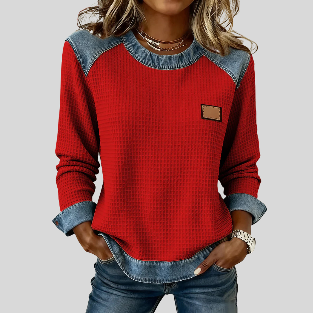 Noa - Pullover met Patchworkstructuur