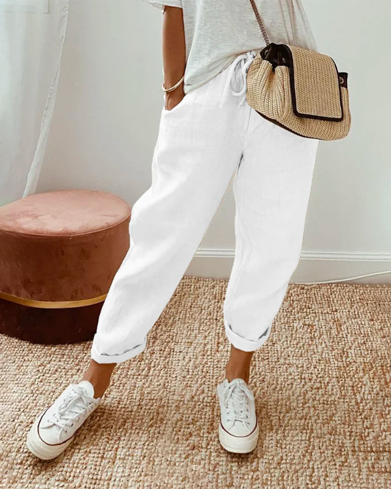 Sofie – Ademende Linnen Pantalon, Casual en Stijlvol