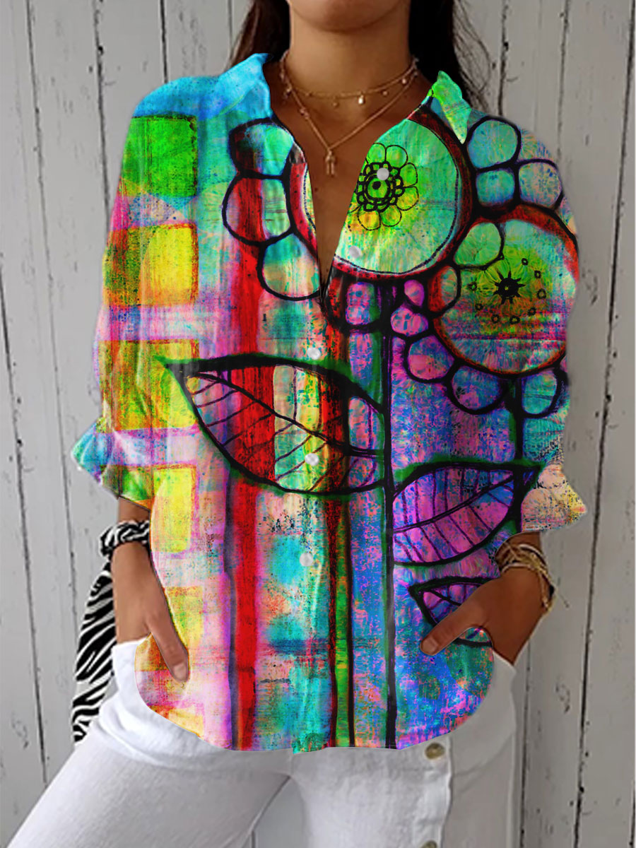 Fenna – Artistieke Bloemen Blouse