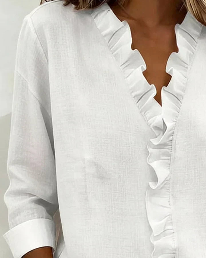 Isa - V-Hals Blouse met Ruches