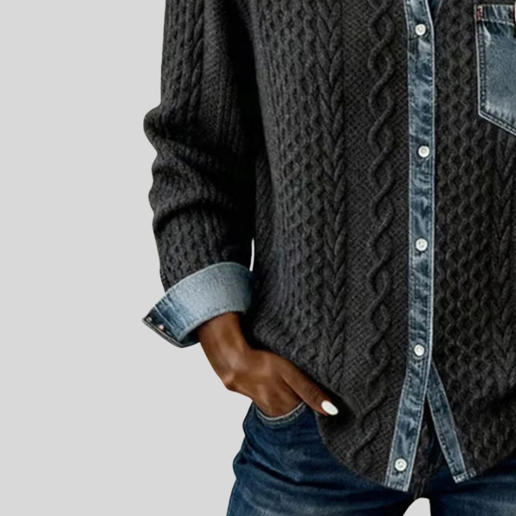 Sanne - Patchwork Denim Blouse
