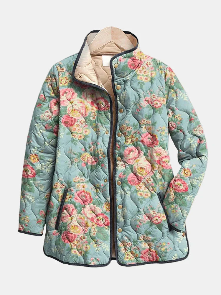 Gewatteerde Jas met Klassieke Bloemenprint