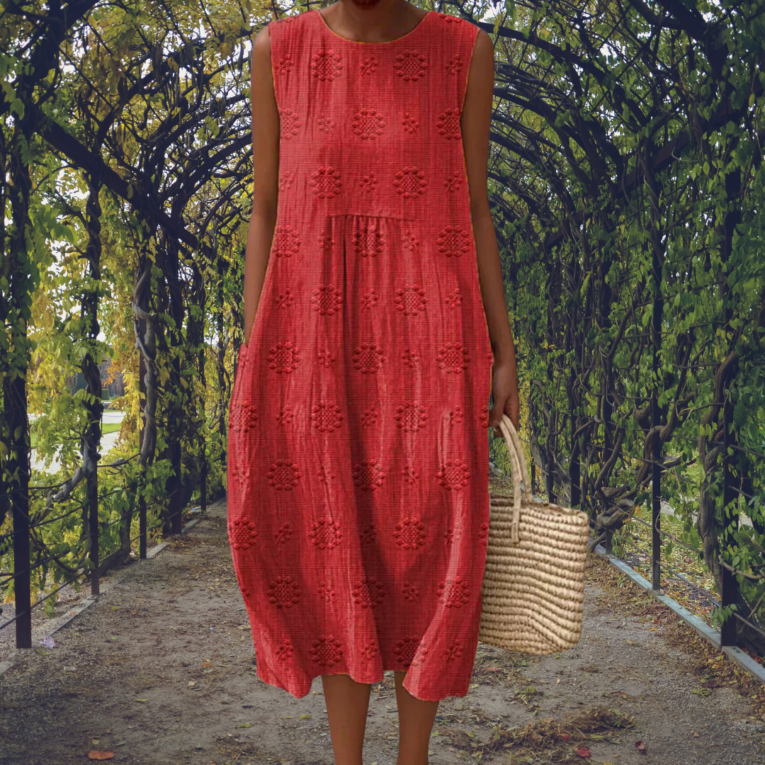 Laura – Elegant Mouwloze Jurk met Zakken