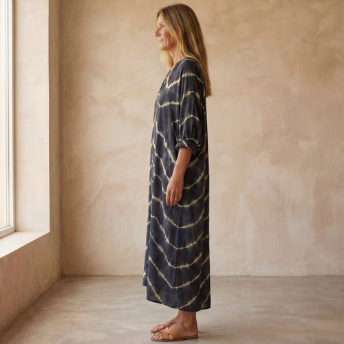 Bo - Boho Gestreepte Jurk met Lange Mouwen