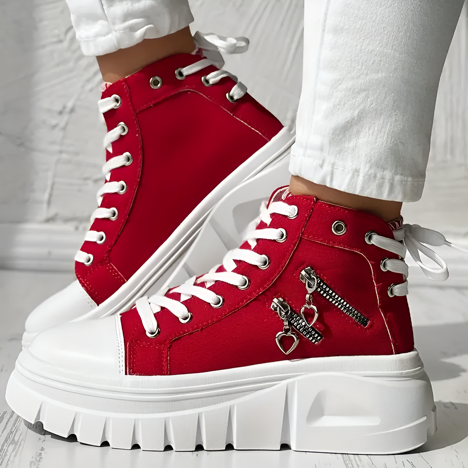 Elin | Orthopedische Hoge Sneakers met spijkerstof