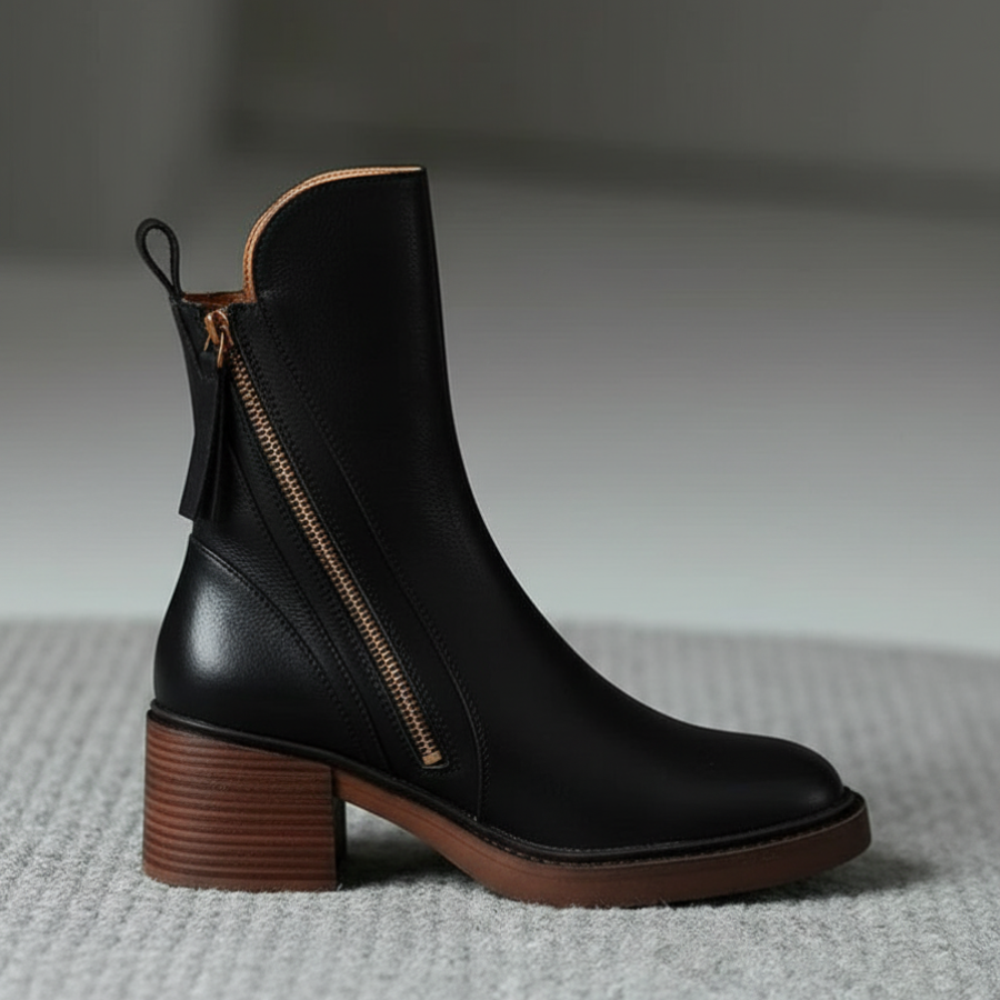 VALORINE | Zwarte Laarzen met Hak voor Comfort en Stijl