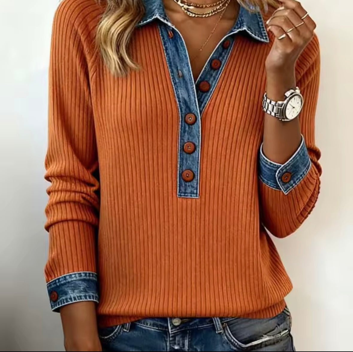 Lieke - Geribde Casual Blouse