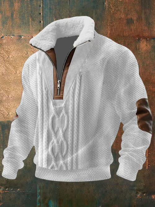 Barend – Gebreide Quarter-Zip Trui met Gevoerde Kraag