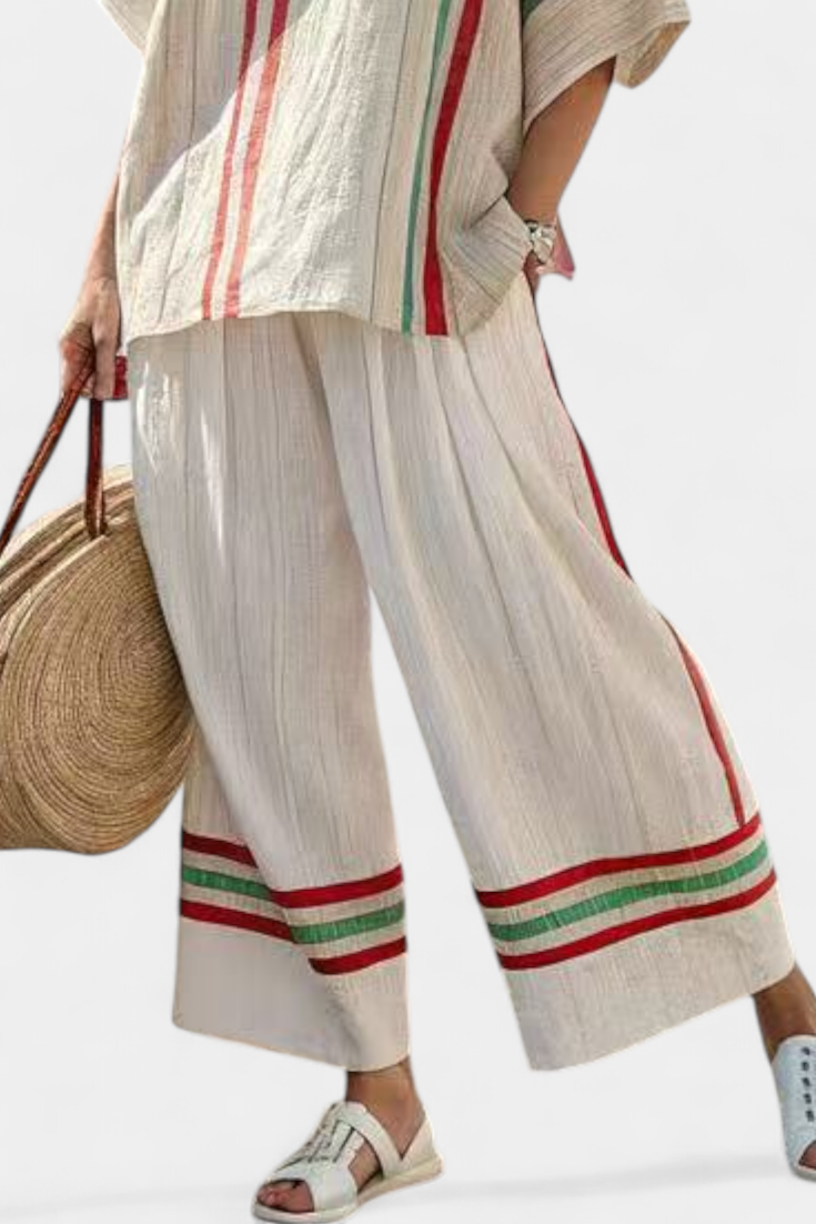 Bente - Comfortabele Boho Print Blouse & Losvallende Broek