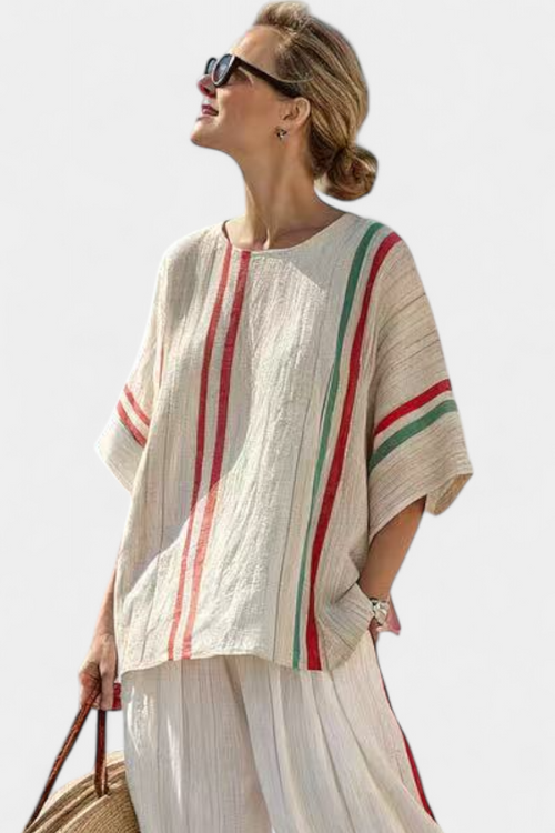 Bente - Comfortabele Boho Print Blouse & Losvallende Broek