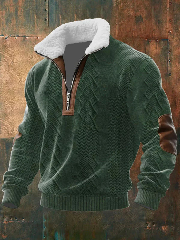 Karel – Gebreide Quarter-Zip Trui met Gevoerde Kraag