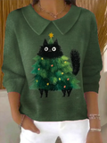 Fenna – Gebreide kersttrui met kattenboom