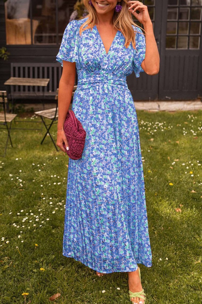 Denise - Elegante Lange Jurk met Bloemen