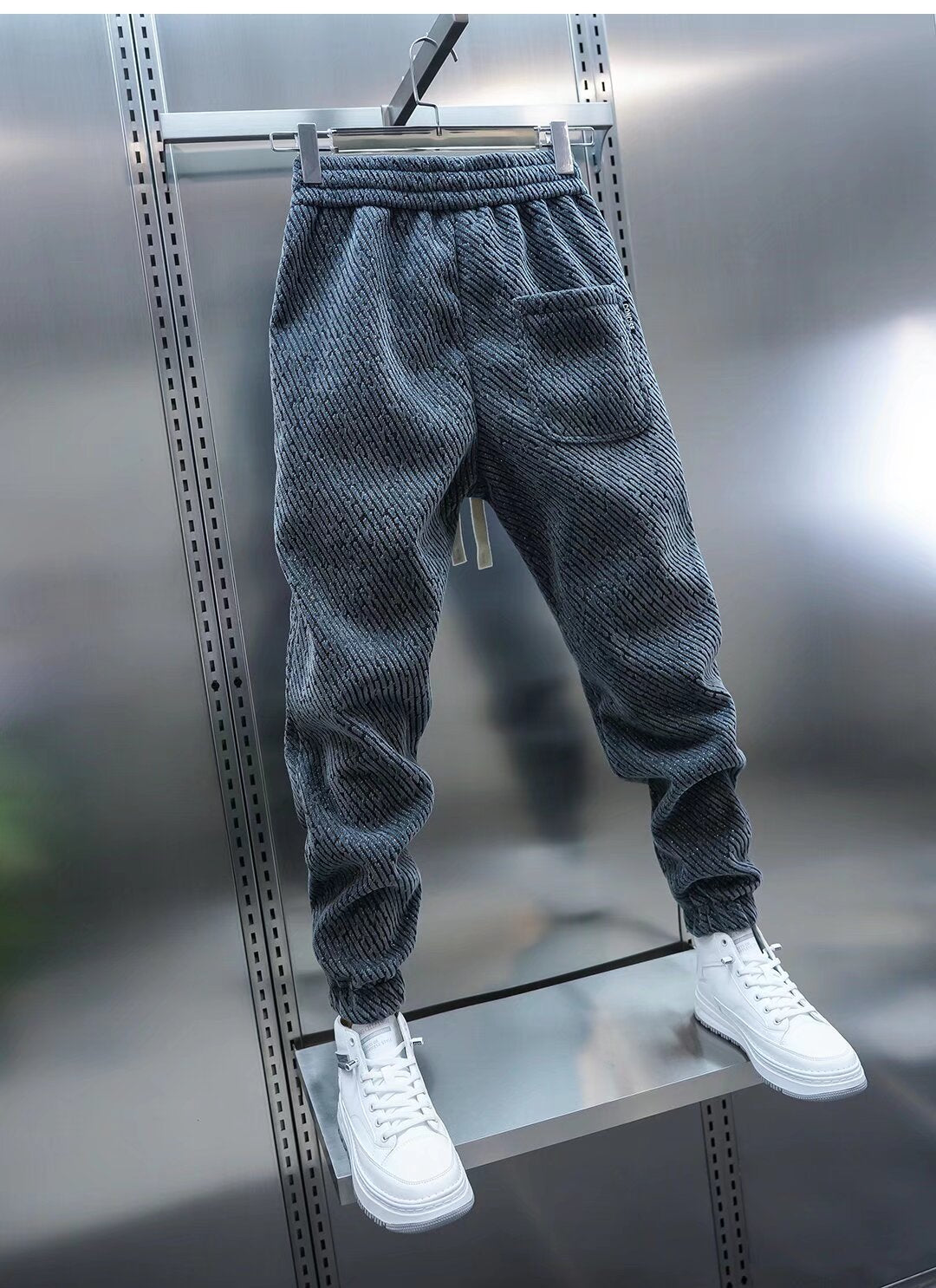 Mason - Geribde Casual Broek Met Trekkoord